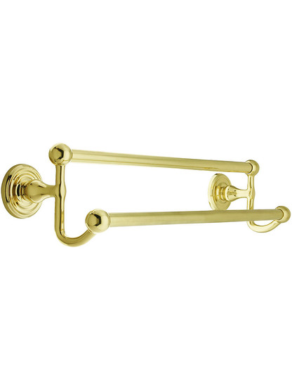 18‚Äù Brass Double Towel Bar with Regular Rosettes in PVD.