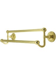 Brass Double Towel Bar with Ribbon and Reed Rosettes.