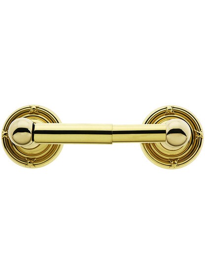 Brass Toilet-Paper Holder with Ribbon and Reed Rosettes in PVD.