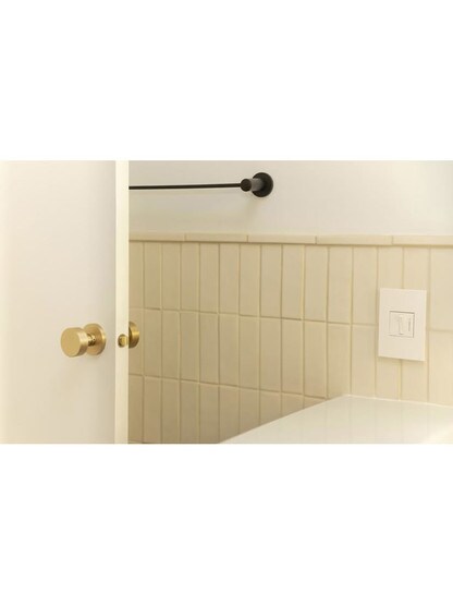 Modern Brass Towel Bar With Small Disc Rosettes