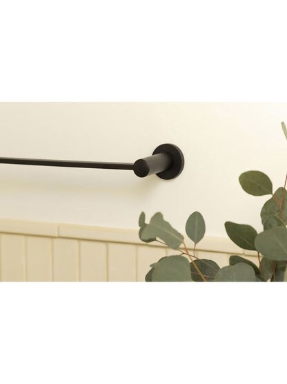 Modern Brass Towel Bar With Small Disc Rosettes