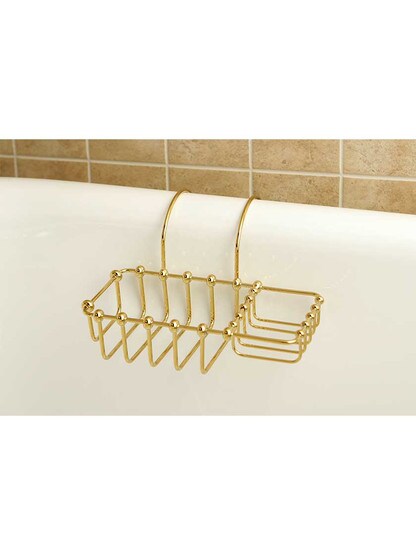 Alternate View 3 of Brass Clawfoot Tub Over Rim 8 inch Soap Holder.