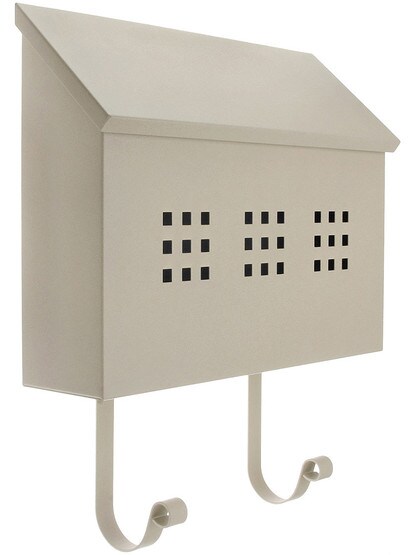 Arts and Crafts Decorative Steel Horizontal Mailbox in Beige.