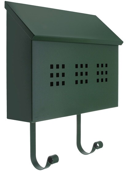 Arts and Crafts Decorative Steel Horizontal Mailbox in Green.