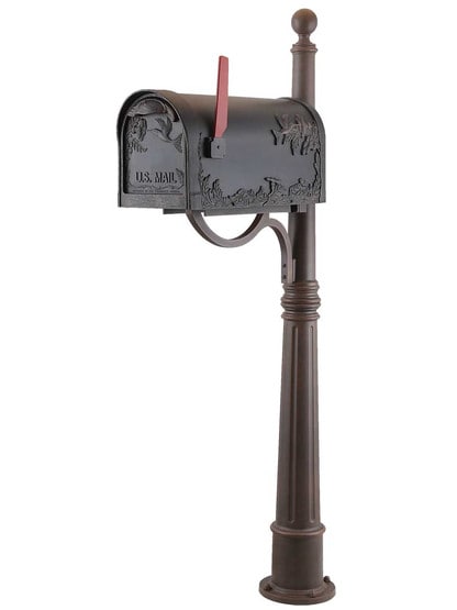 Hummingbird Curbside Mailbox with Ashland Post in Copper.