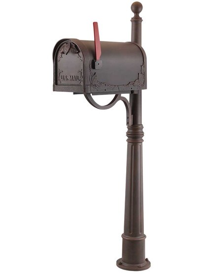 Floral Curbside Mailbox with Ashland Post in Copper.