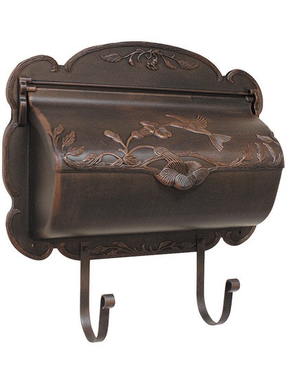 Hummingbird Design Cast-Aluminum Horizontal Mailbox in Copper.