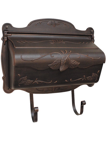Floral Design Cast-Aluminum Horizontal Mailbox in Copper.