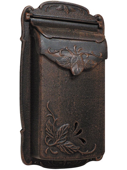 Floral Design Cast-Aluminum Vertical Mailbox in Copper.