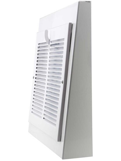 Alternate View of Classic Style 13 x 12-Inch Gravity Baseboard Register in White.