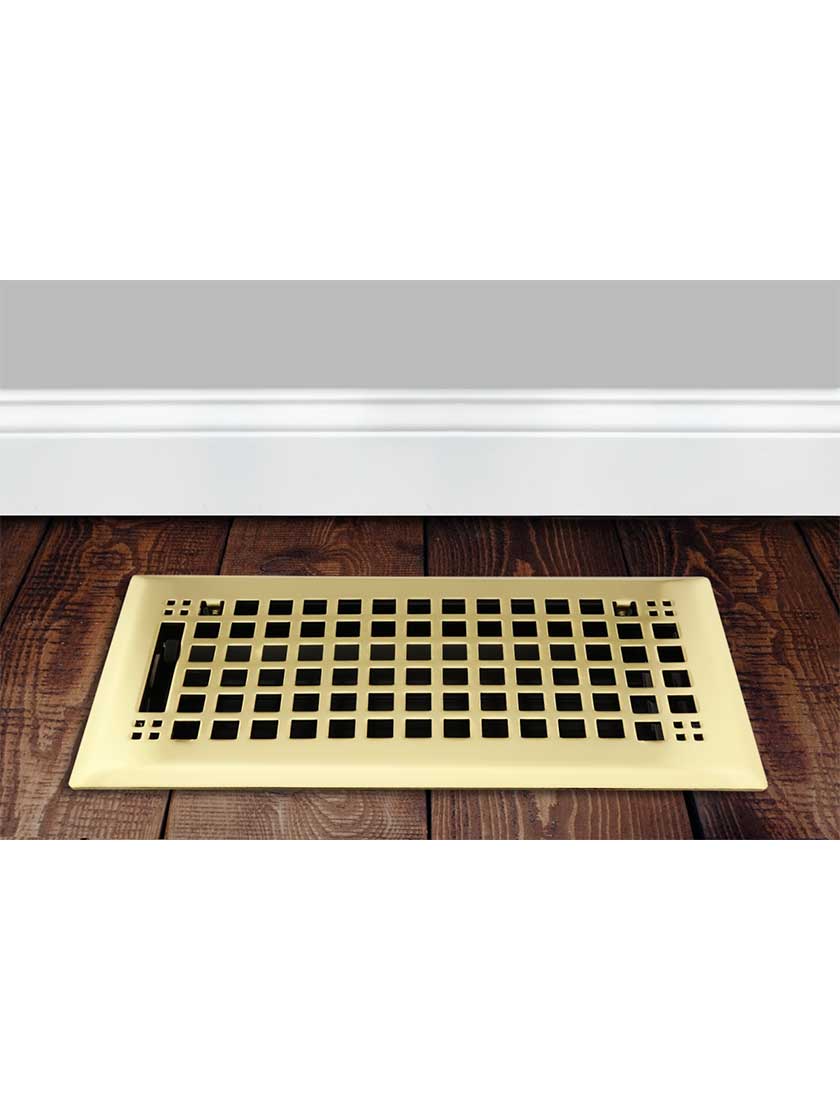 Mission Style Floor Register With Adjustable Louver