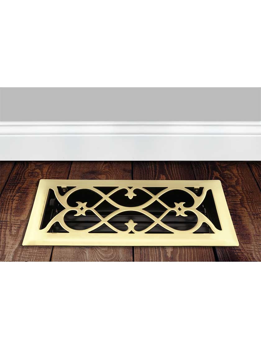 Alternate View 3 of Solid Steel European Style Louvered Floor Register