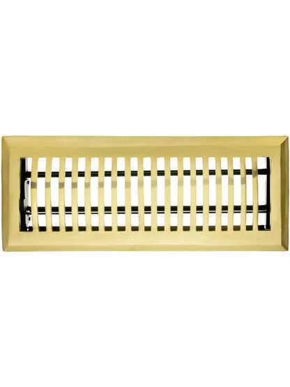 Alternate View of Mid Century Style Solid Brass Floor Register - With Adjustable Louver