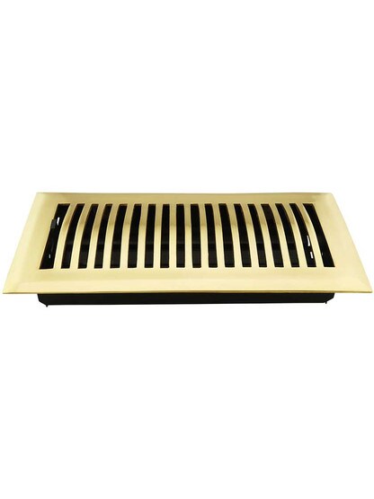 Alternate View 2 of Mid Century Style Solid Brass Floor Register - With Adjustable Louver