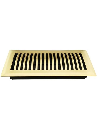 Alternate View 2 of Mid Century Style Solid Brass Floor Register - With Adjustable Louver