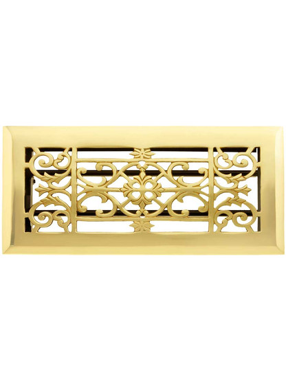 Alternate View of Solid Brass Classical Style Floor Register with Louver