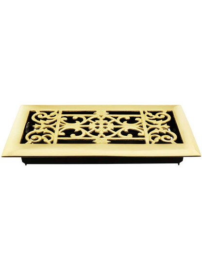 Alternate View 2 of Solid Brass Classical Style Floor Register with Louver