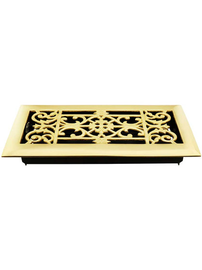 Alternate View 2 of Solid Brass Classical Style Floor Register with Louver