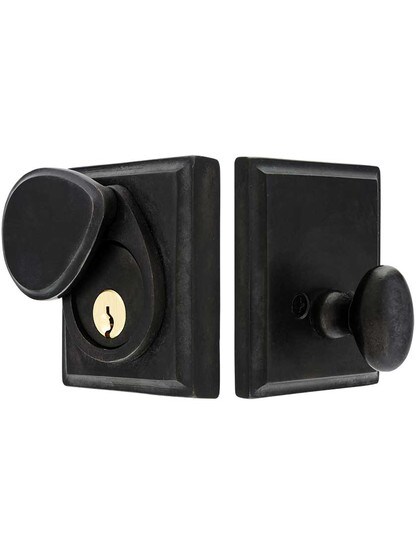 Alternate View of Solid Bronze Rectangular Single-Cylinder Deadbolt.