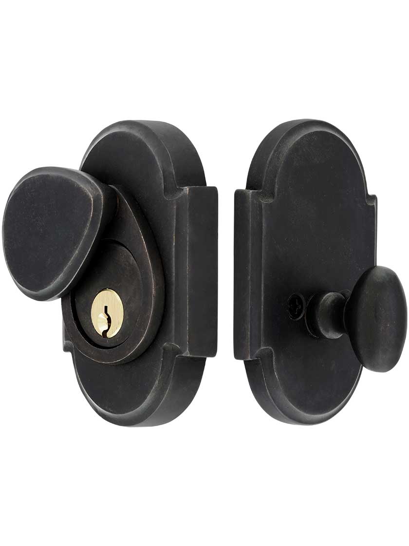 Alternate View of Solid Bronze Arched Single-Cylinder Deadbolt.