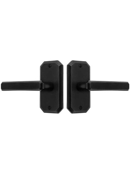 Alternate View of Solid Bronze Angular Short-Plate Door Set with Artemis Levers.