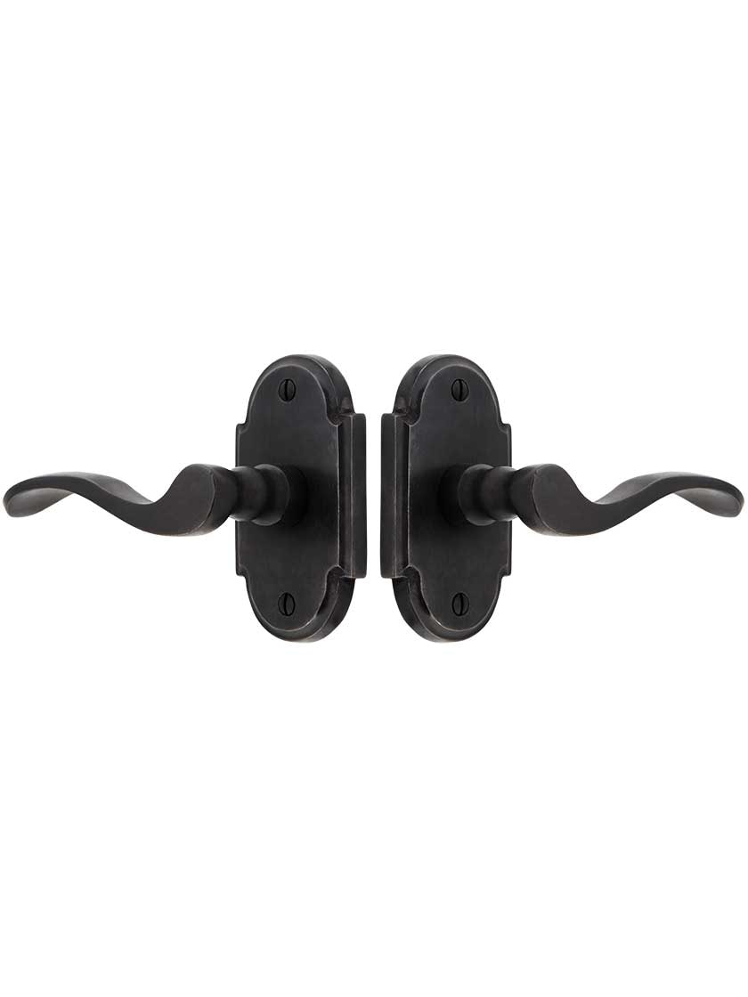 Alternate View of Solid Bronze Arched-Rosette Door Set with Chester Levers.