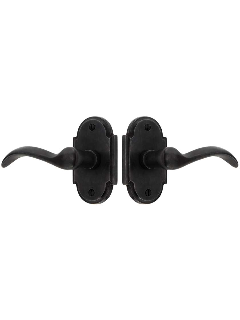 Alternate View of Solid Bronze Arched-Rosette Door Set with Churchill Levers.