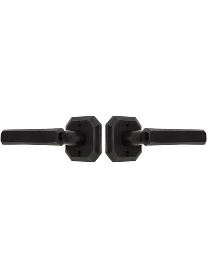 Alternate View of Solid Bronze Angular-Rosette Door Set with Artemis Levers.