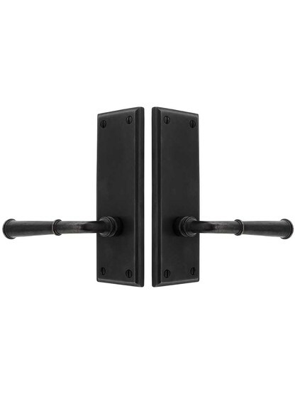Alternate View of Solid Bronze Rectangular Door Set with Colonial Levers.