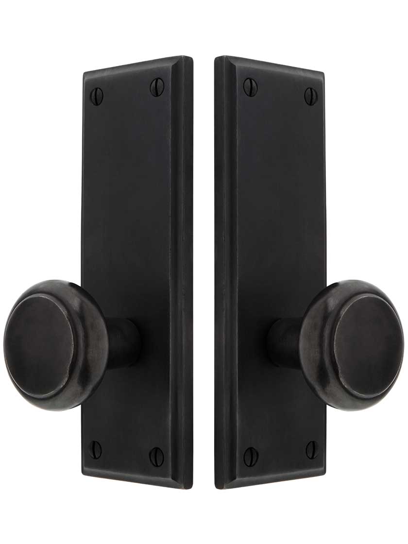 Alternate View of Solid Bronze Rectangular Door Set with Newport Knobs.