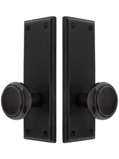Alternate View of Solid Bronze Rectangular Door Set with Newport Knobs.