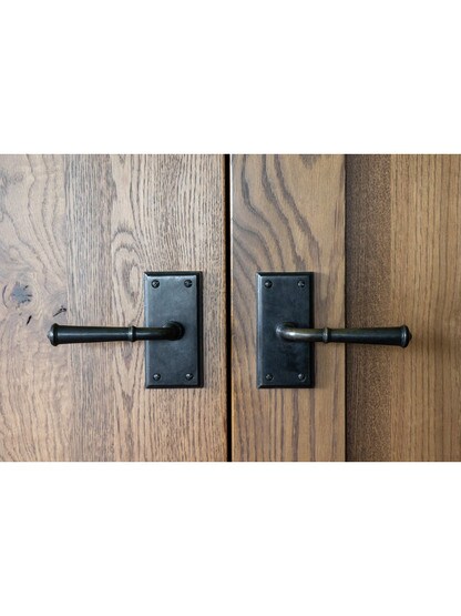Solid Bronze Rectangular Short-Plate Door Set with Colonial Levers