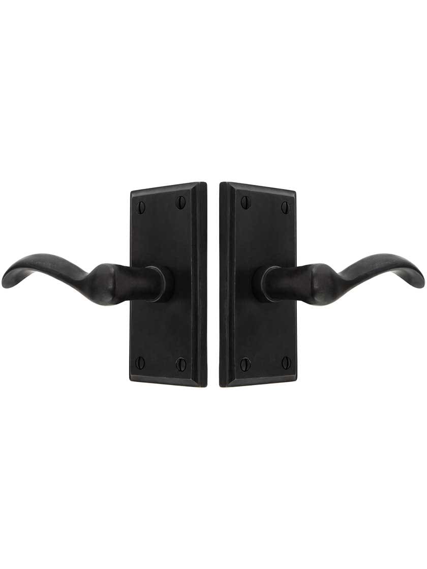 Alternate View of Solid Bronze Rectangular Short-Plate Door Set with Churchill Levers.