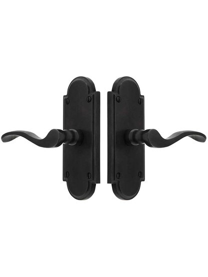 Alternate View of Solid Bronze Arched-Plate Door Set with Chester Levers.