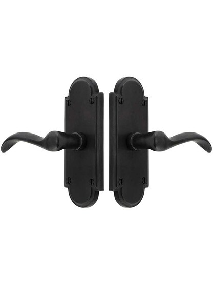 Alternate View of Solid Bronze Arched-Plate Door Set with Churchill Levers.