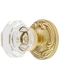 Lafayette Rosette Door Set With Octagonal Crystal Glass Door Knobs