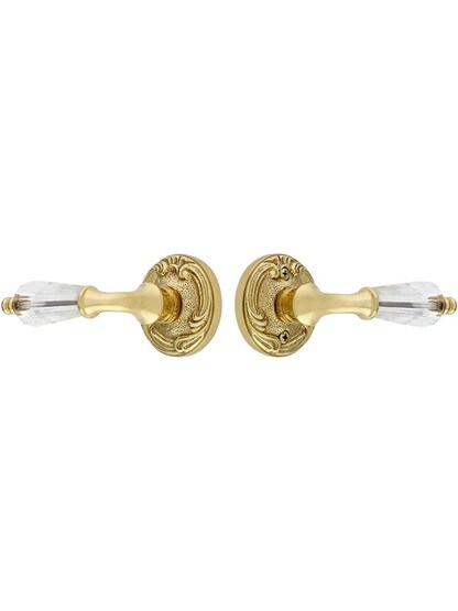 Alternate View of Lafayette Rosette Door Set With Crystal Glass Lever Handles.
