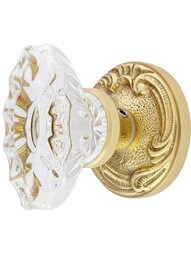 Lafayette Rosette Door Set With Fluted Oval Crystal Glass Knobs