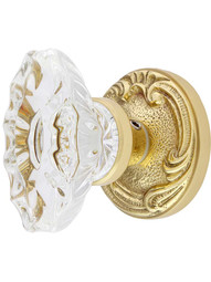 Lafayette Rosette Door Set with Fluted Oval Crystal Glass Knobs.