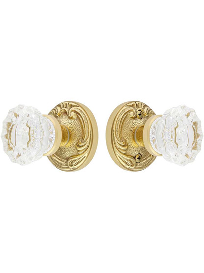 Lafayette Rosette Door Set With Fluted Crystal Glass Knobs