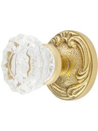 Lafayette Rosette Door Set With Fluted Crystal Glass Knobs