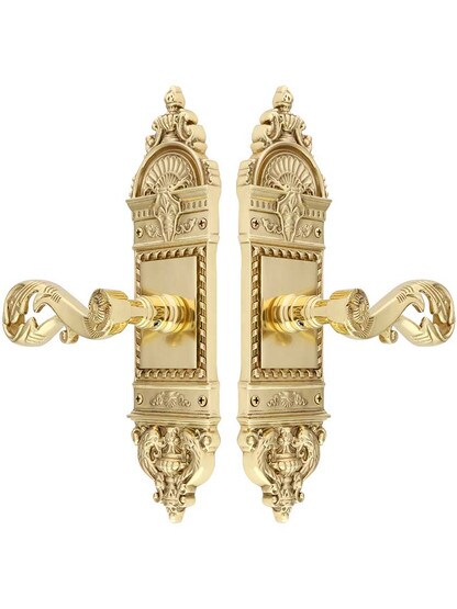 Alternate View of European Plate Doorset with Champagne Levers.