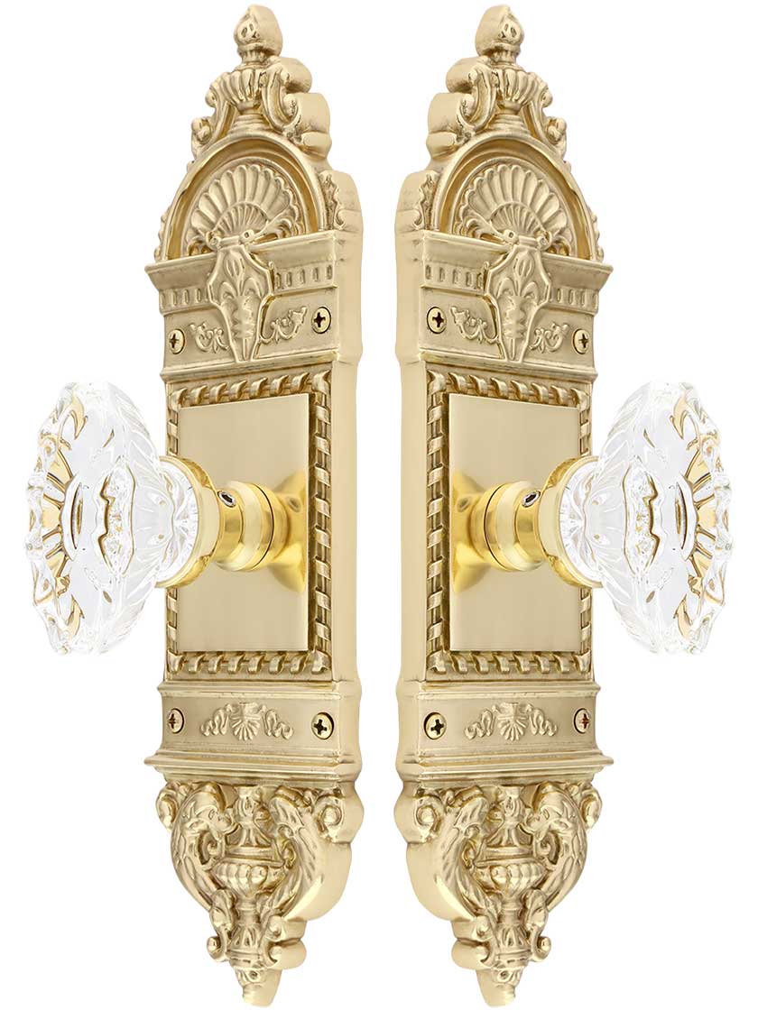 Alternate View of European Door Set with Fluted Oval Crystal Glass Knobs.