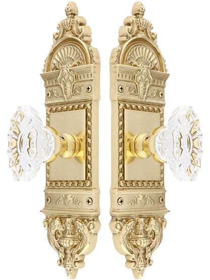 Alternate View of European Door Set with Fluted Oval Crystal Glass Knobs.