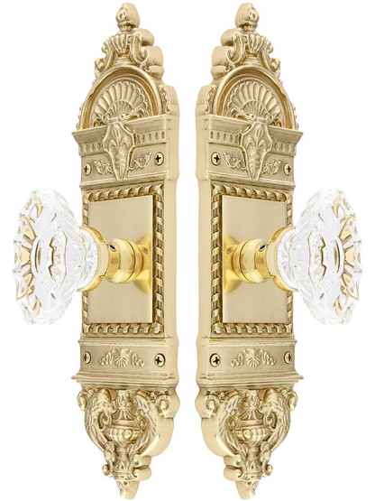 Alternate View of European Door Set with Fluted Oval Crystal Glass Knobs.