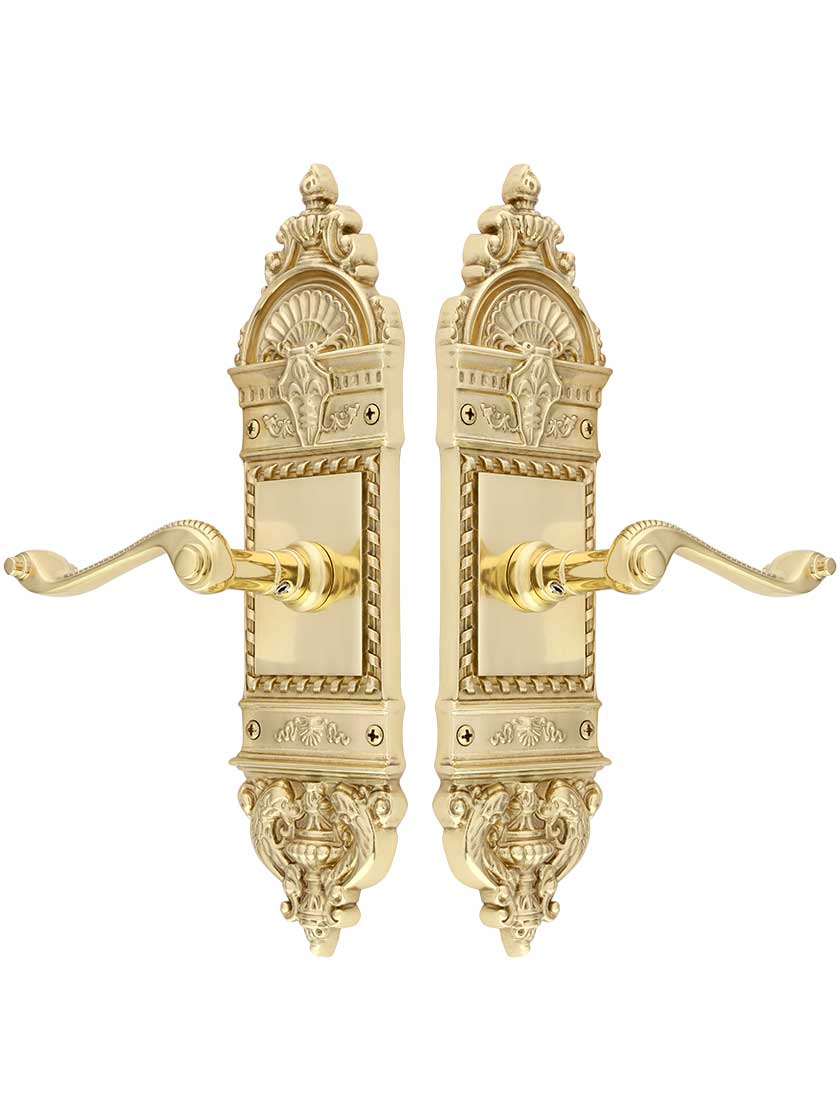 Alternate View of Solid Brass European Style Door Set with Rope Levers.