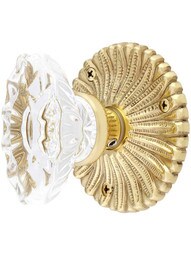 Hollywood Regency Door Set With Fluted Oval Crystal Glass Knobs.