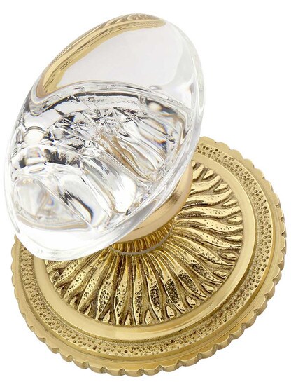 Alternate View 3 of Sunburst Rosette Set With Oval Crystal Glass Knobs.