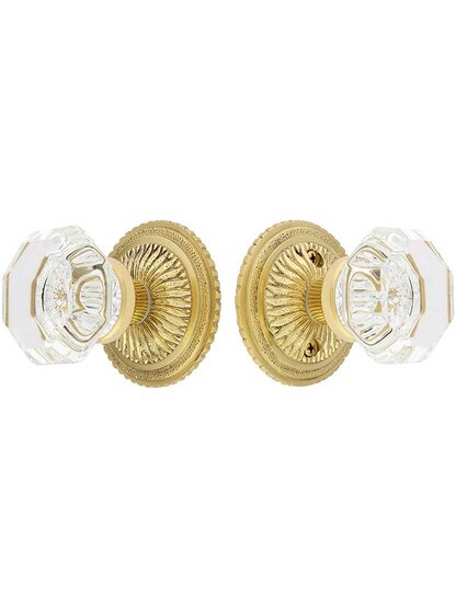 Alternate View of Sunburst Rosette Set with Octagon Crystal Glass Knobs.