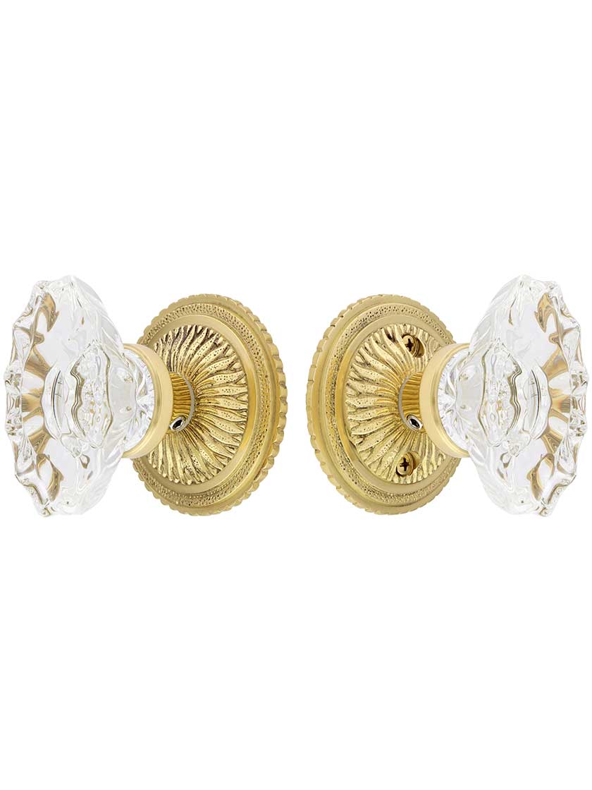 Alternate View of Sunburst Rosette Set With Fluted Oval Crystal Glass Knobs.